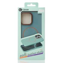 Силиконовый чехол Slim Ring Leather Textured с поддержкой MagSafe для iPhone 13 Pro Max wave blue