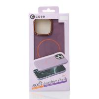 Силиконовый чехол Slim Ring Leather Textured с поддержкой MagSafe для iPhone 14 Pro Max deep purple