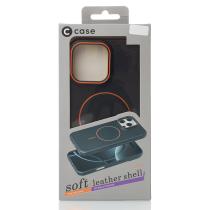 Силиконовый чехол Slim Ring Leather Textured с поддержкой MagSafe для iPhone 15 black