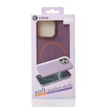 Силиконовый чехол Slim Ring Leather Textured с поддержкой MagSafe для iPhone 15 Pro deep purple