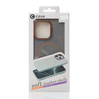 Силиконовый чехол Slim Ring Leather Textured с поддержкой MagSafe для iPhone 15 Pro Max stone gray