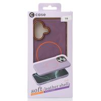 Силиконовый чехол Slim Ring Leather Textured с поддержкой MagSafe для iPhone 16 deep purple