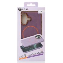 Силиконовый чехол Slim Ring Leather Textured с поддержкой MagSafe для iPhone 16 deep purple