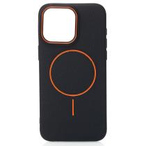 Силіконовий чохол Slim Ring Leather Textured з підтримкою MagSafe для iPhone 14 black