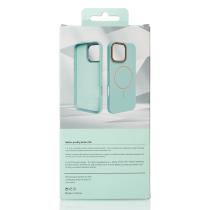 Силиконовый чехол Slim Ring Leather Textured с поддержкой MagSafe для iPhone 14 wave blue