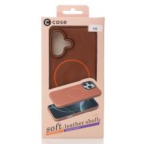 Силиконовый чехол Slim Ring Leather Textured с поддержкой MagSafe для iPhone 16 desert titanium