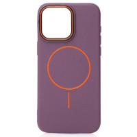 Силиконовый чехол Slim Ring Leather Textured с поддержкой MagSafe для iPhone 14 deep purple
