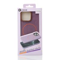 Силиконовый чехол Slim Ring Leather Textured с поддержкой MagSafe для iPhone 16 Pro Max deep purple