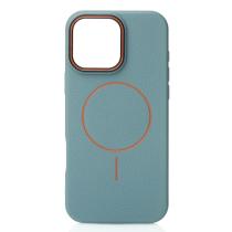 Силіконовий чохол Slim Ring Leather Textured з підтримкою MagSafe для iPhone 16 Pro wave blue