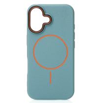 Силиконовый чехол Slim Ring Leather Textured с поддержкой MagSafe для iPhone 16 wave blue