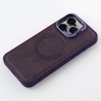 Чехол LEATHER CAMERA CASE с поддержкой MagSafe для iPhone 14 Pro Max темно-фиолетовый