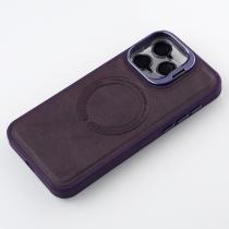 Чехол LEATHER CAMERA CASE с поддержкой MagSafe для iPhone 14 Pro темно-фиолетовый