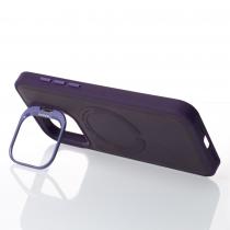 Чехол LEATHER CAMERA CASE с поддержкой MagSafe для iPhone 14 Pro Max темно-фиолетовый