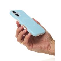 Чехол Liquid Silicone Full с поддержкой MagSafe для iPhone 16 blue fog
