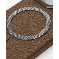 Чехол LUXURY Leather Case с поддержкой MagSafe для iPhone 15 desert titanium