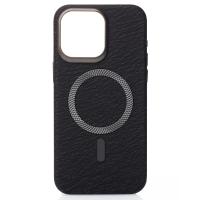 Чехол LUXURY Leather Case с поддержкой MagSafe для iPhone 15 black