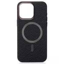Чехол LUXURY Leather Case с поддержкой MagSafe для iPhone 15 black