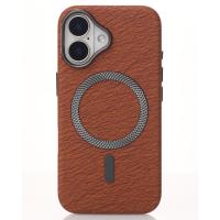 Чехол LUXURY Leather Case с поддержкой MagSafe для iPhone 16 brown
