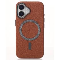Чехол LUXURY Leather Case с поддержкой MagSafe для iPhone 16 brown