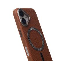 Чехол LUXURY Leather Case с поддержкой MagSafe для iPhone 16 brown