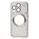 Металлический чехол AROMA PERFORATED METAL с поддержкой MagSafe для iPhone 14 Pro Max серебряный