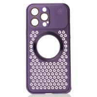 Металлический чехол AROMA PERFORATED METAL с поддержкой MagSafe для iPhone 14 Pro фиолетовый