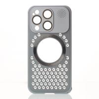 Металлический чехол AROMA PERFORATED METAL с поддержкой MagSafe для iPhone 14 Pro серый