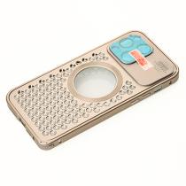 Металлический чехол AROMA PERFORATED METAL с поддержкой MagSafe для iPhone 14 Pro золотой