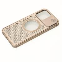 Металлический чехол AROMA PERFORATED METAL с поддержкой MagSafe для iPhone 14 Pro Max золотой