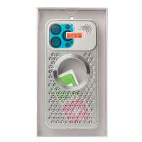 Металлический чехол AROMA PERFORATED METAL с поддержкой MagSafe для iPhone 15 Pro серебряный