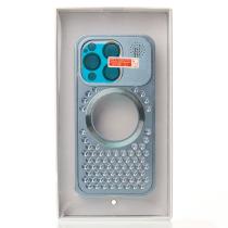 Металлический чехол AROMA PERFORATED METAL с поддержкой MagSafe для iPhone 15 Pro Max голубой