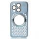 Металлический чехол AROMA PERFORATED METAL с поддержкой MagSafe для iPhone 15 Pro голубой