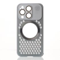Металлический чехол AROMA PERFORATED METAL с поддержкой MagSafe для iPhone 15 Pro серый