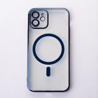 Пластиковый чехол MagSafe "Glitter" для iPhone 12 темно-синий