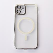 Пластиковый чехол MagSafe "Glitter" для iPhone 12 серебряный