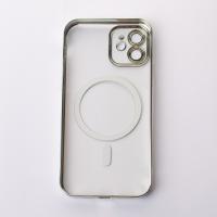 Пластиковый чехол MagSafe "Glitter" для iPhone 12 серебряный