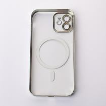 Пластиковый чехол MagSafe "Glitter" для iPhone 12 серебряный