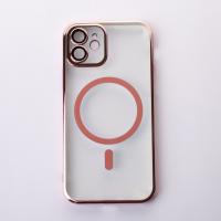Пластиковый чехол MagSafe "Glitter" для iPhone 12 розовое золото
