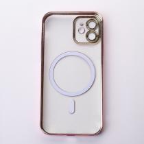 Пластиковый чехол MagSafe "Glitter" для iPhone 12 розовое золото