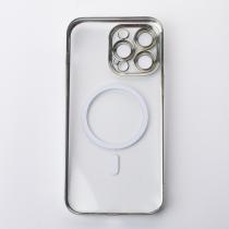 Пластиковый чехол MagSafe "Glitter" для iPhone 14 Pro серебряный