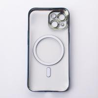 Пластиковый чехол MagSafe "Glitter" для iPhone 15 темно-синий