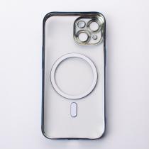 Пластиковый чехол MagSafe "Glitter" для iPhone 15 темно-синий