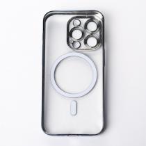 Пластиковый чехол MagSafe "Glitter" для iPhone 15 Pro темно-синий