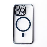 Пластиковый чехол MagSafe "Glitter" для iPhone 15 Pro Max темно-синий