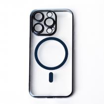 Пластиковый чехол MagSafe "Glitter" для iPhone 15 Pro Max темно-синий