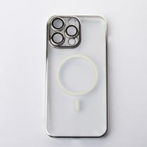 Пластиковый чехол MagSafe "Glitter" для iPhone 15 Pro серебряный