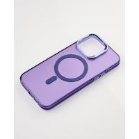 Полиуритановый чехол IMD Colors с поддержкой MagSafe для iPhone 15 Pro фиолетовый