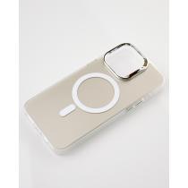 Полиуритановый чехол IMD Colors с поддержкой MagSafe для iPhone 13 Pro Max серебряный