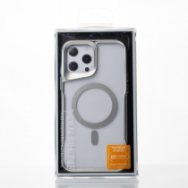 Пластиковый чехол MagSafe NEWZONE для iPhone 14 Pro Max серебряный