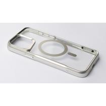Пластиковый чехол MagSafe NEWZONE для iPhone 14 Pro серебряный